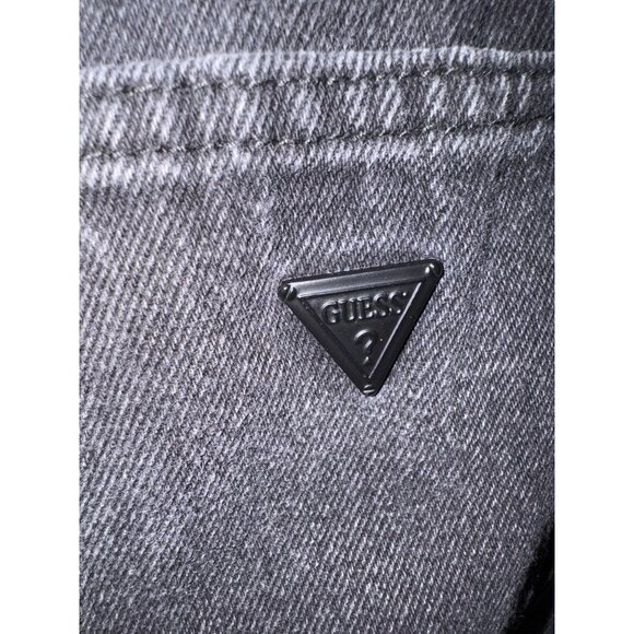 Guess Womens Black Denim Embroidered Skirt With Frayed Hem Size M - Picture 6 of 6